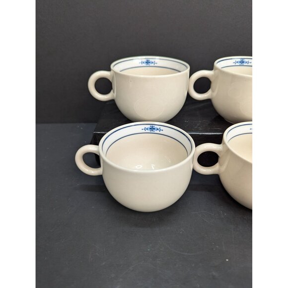 Epoch Stockholm Beige 8 Oz Coffee Cup Blue Flower Inside Rim Lot of 4 - Picture 5 of 9